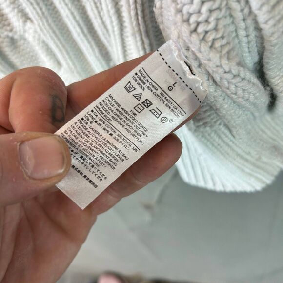 Banana Republic Women’s Cable Knit Cardigan Sweater Large Ivory Wool Blend - Picture 3 of 6